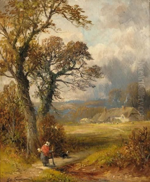 Near Mackworth, Derbyshire Oil Painting by George Turner