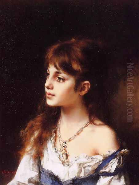 The Young Model Oil Painting by Alexei Alexeivich Harlamoff