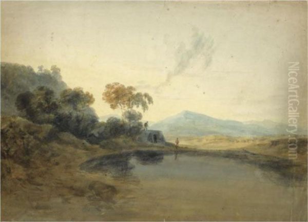 Open Landscape With A Kiln And Mountains Beyond Oil Painting by Joseph Mallord William Turner