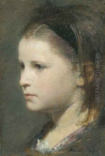 Head of a Young Girl Oil Painting by Ignace Henri Jean Fantin-Latour