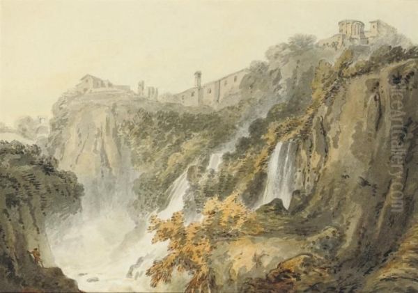 The Falls Of Tivoli With The Temple Of The Sibyl Oil Painting by Joseph Mallord William Turner