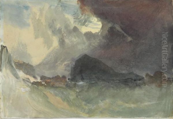 The Mew Stone Off Plymouth Harbour - A Study Oil Painting by Joseph Mallord William Turner