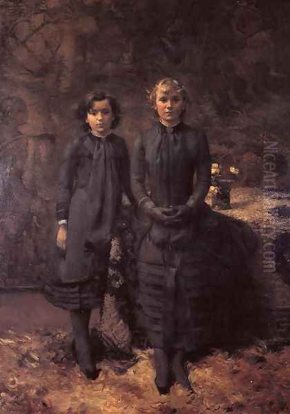 The Schlobach Sisters Oil Painting by Theo van Rysselberghe