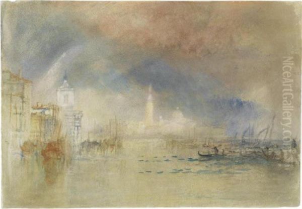 Venice: Looking Towards The Dogana And San Giorgio Maggiore, With A Storm Approaching Oil Painting by Joseph Mallord William Turner