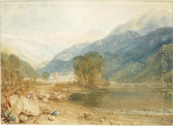 A View From The Castle Of St. 
Michael, Bonneville, Savoy, From The Banks Of The Arve River Oil Painting by Joseph Mallord William Turner