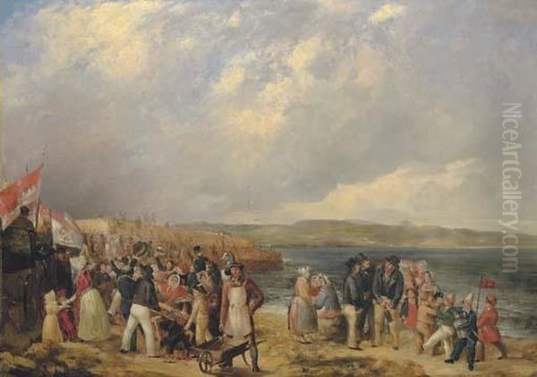 The Opening Of Granton Harbour, 
Edinburgh, 29 June 1838, With The Duke Of Buccleuch's Carriage Far Left Oil Painting by Joseph Mallord William Turner