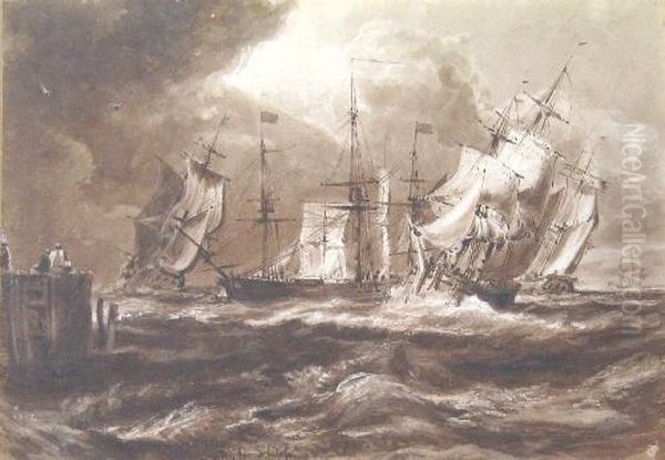 Sketch For Shipping Oil Painting by Joseph Mallord William Turner