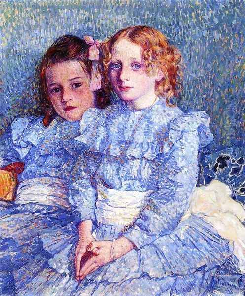 Portrait of Helene and Michette Guinotte Oil Painting by Theo van Rysselberghe