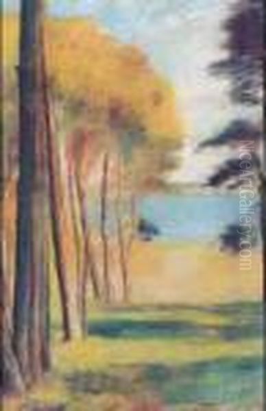 Havelsee Mit Kiefern Oil Painting by Lesser Ury