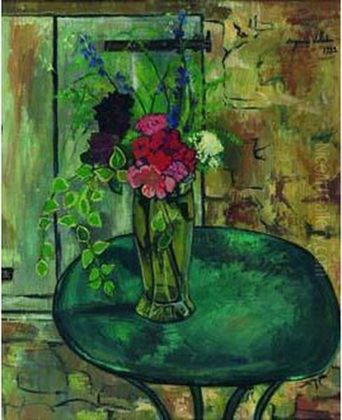 Bouquet De Fleurs Dans Un Vase De Cristal by Suzanne Valadon