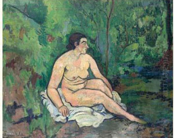 Nu Assis Au Bord De L'eau Oil Painting by Suzanne Valadon