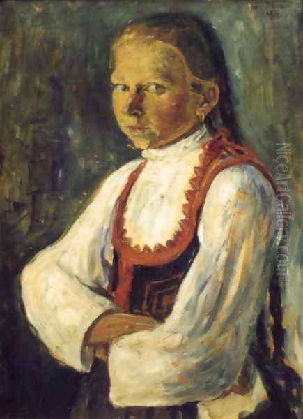 Szekler Girl 1913 Oil Painting by Istvan Nagy