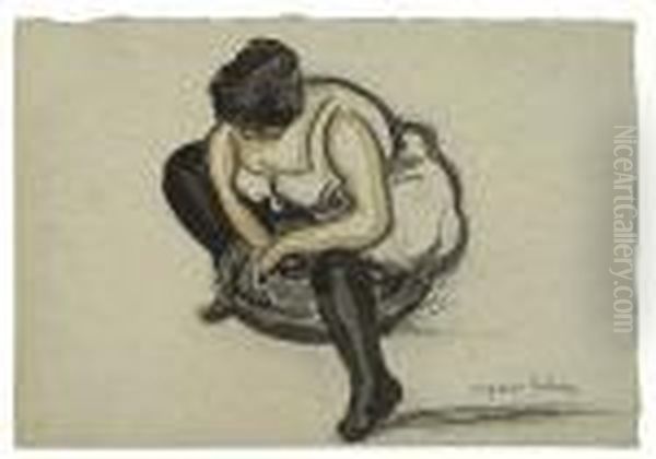 Catherine Dans Sa Toilette>. Oil Painting by Suzanne Valadon