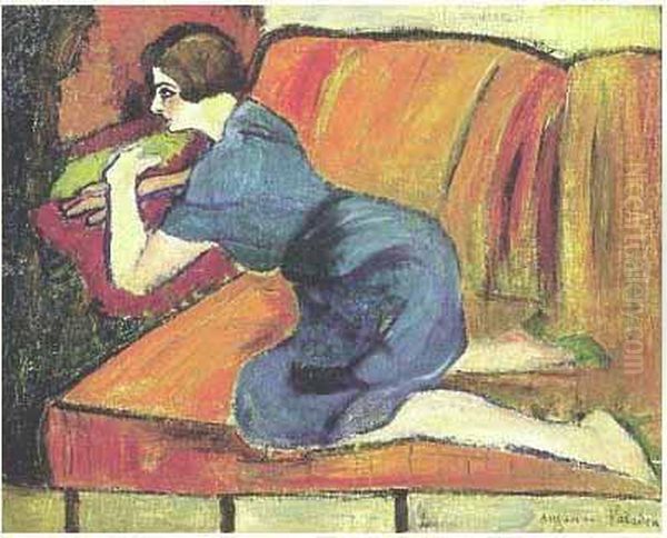 Modele Au Canape Oil Painting by Suzanne Valadon