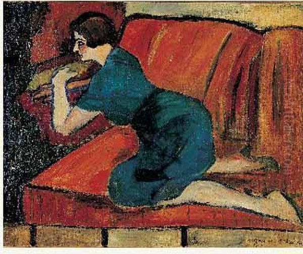 Femme Au Sofa Oil Painting by Suzanne Valadon