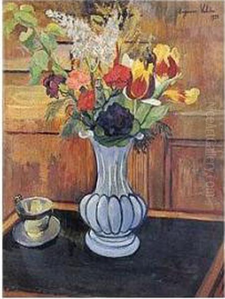 Bouquet De Fleurs Et Tasse Oil Painting by Suzanne Valadon