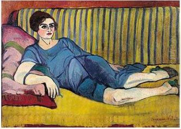 Femme Allongee Sur Un Canape Oil Painting by Suzanne Valadon