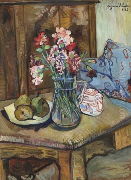 Coin De Table Charge De Fleurs Et De Fruits Oil Painting by Suzanne Valadon