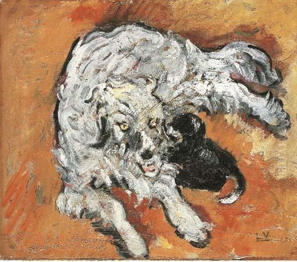 La Chienne Briard Et Son Chiot Oil Painting by Louis Valtat