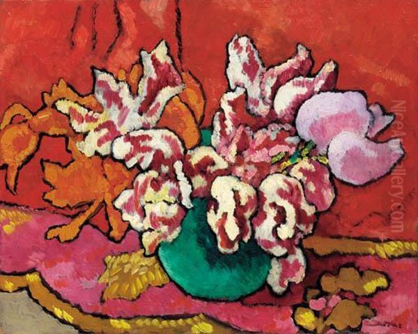 Vase De Tulipes Oil Painting by Louis Valtat