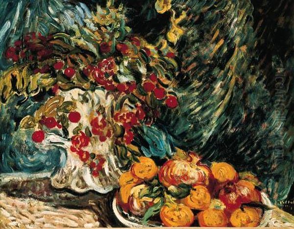 Nature Morte Aux Cerises Oil Painting by Louis Valtat