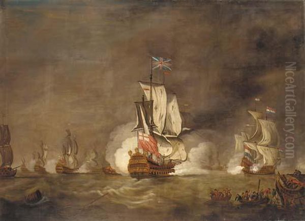 The Battle Of The Texel Oil Painting by Willem van de, the Elder Velde