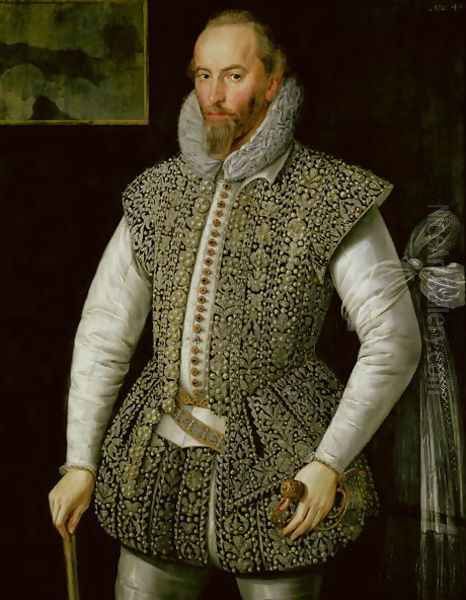 Portrait of Sir Walter Raleigh, 1598 Oil Painting by William