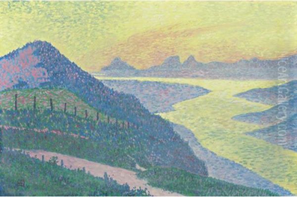 Soleil Couchant A Ambleteuse Oil Painting by Theo van Rysselberghe