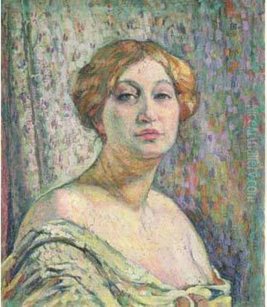 Model In Buste - Modele En Buste (1907) Oil Painting by Theo van Rysselberghe