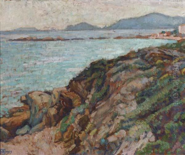 La Baie De St. Clair Par Temps Gris Oil Painting by Theo van Rysselberghe