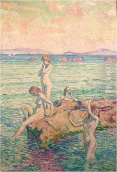 Baigneuses Oil Painting by Theo van Rysselberghe