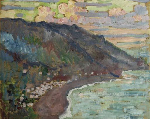 Le Detroit De Messine, Sicily (recto); A View On The Vesuvius(verso) Oil Painting by Theo van Rysselberghe