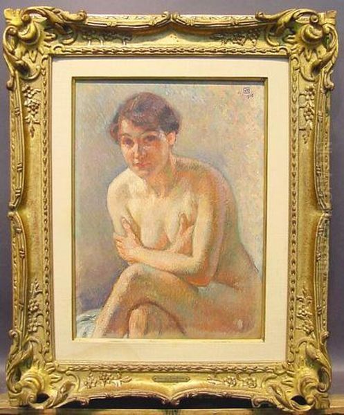 Female Nude Oil Painting by Theo van Rysselberghe