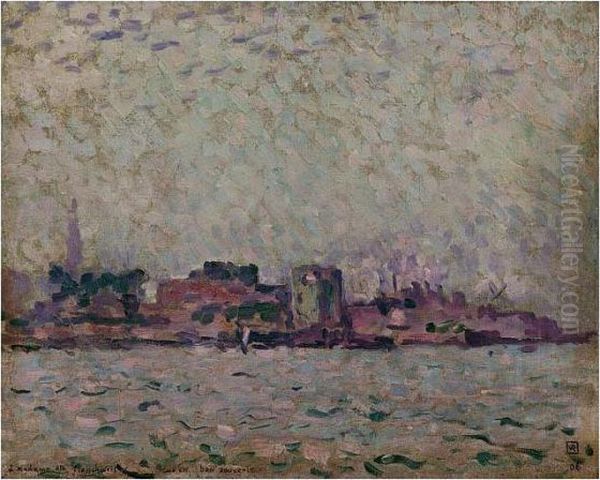 Brume Matinale Sur Le Port De Veere (la Hollande) Oil Painting by Theo van Rysselberghe