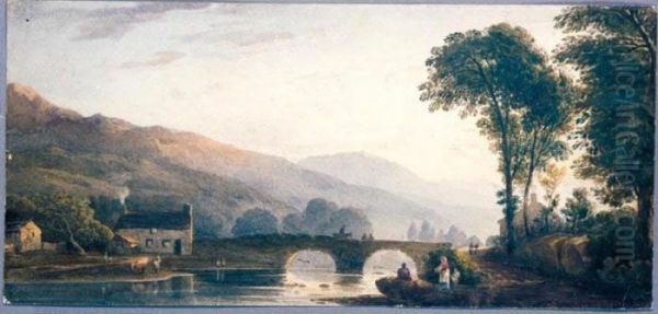 View Of Beddgelert Bridge Oil Painting by John Varley