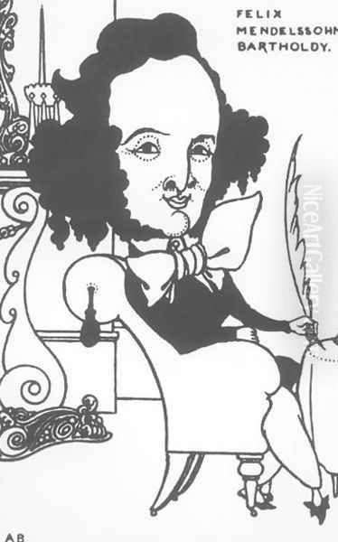 Caricature of Felix Mendelssohn Oil Painting by Aubrey Vincent Beardsley