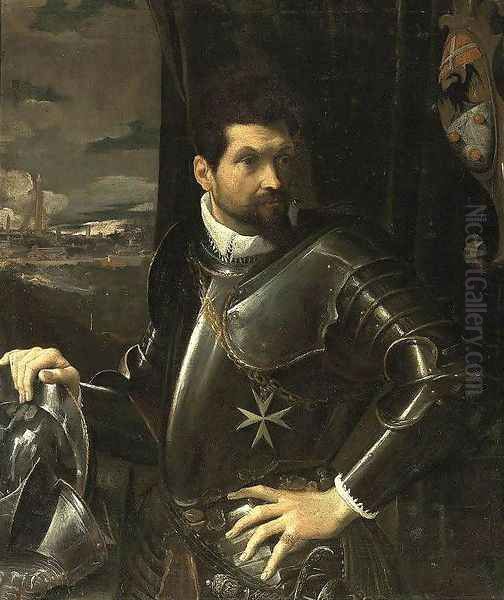 Portrait of Carlo Alberto Rati Opizzoni in Armour 1597-1600 Oil Painting by Lodovico Carracci