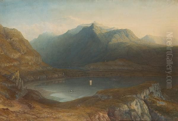 Llyn Padarn, Dolbadarn Castle And The Pass Of Llanberis With Snowdon Beyond Oil Painting by John Varley