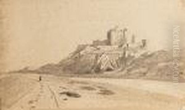 North West View Of Bamburgh Castle Oil Painting by John Varley