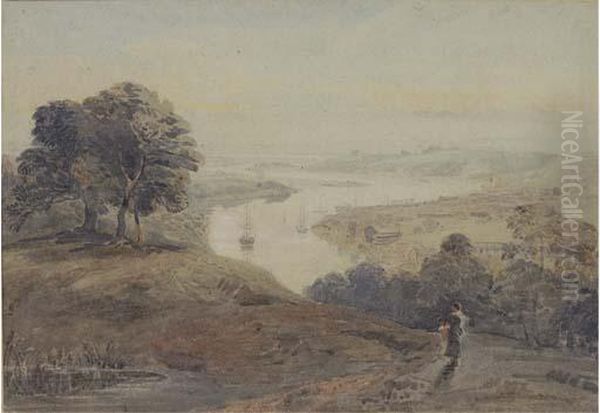 On The Wye Oil Painting by John Varley