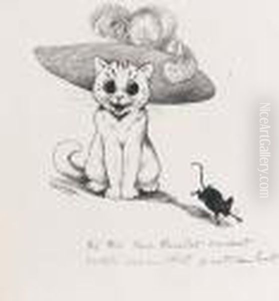 The Picture Hat Cat Oil Painting by Louis William Wain