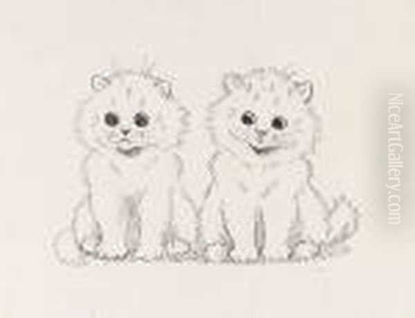 Wide-eyed Kittens Oil Painting by Louis William Wain