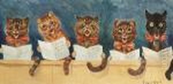 Come Birdie Come Oil Painting by Louis William Wain