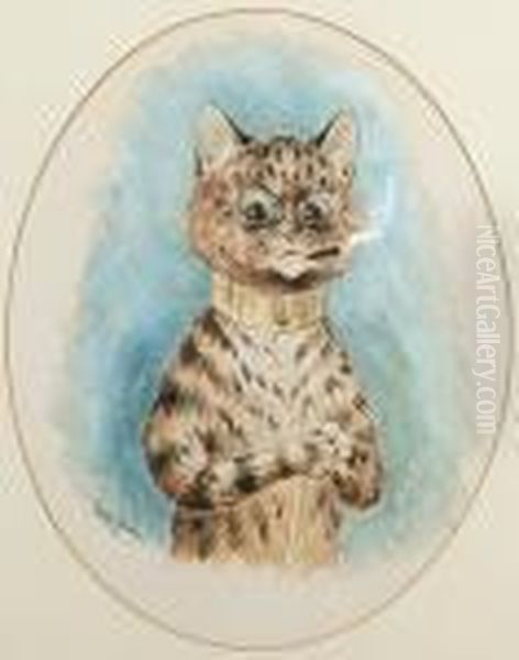 A Quick Puff Oil Painting by Louis William Wain