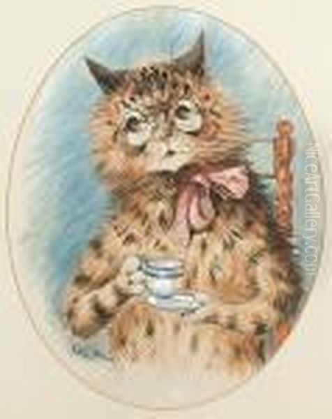 A Cup Of Tea Oil Painting by Louis William Wain