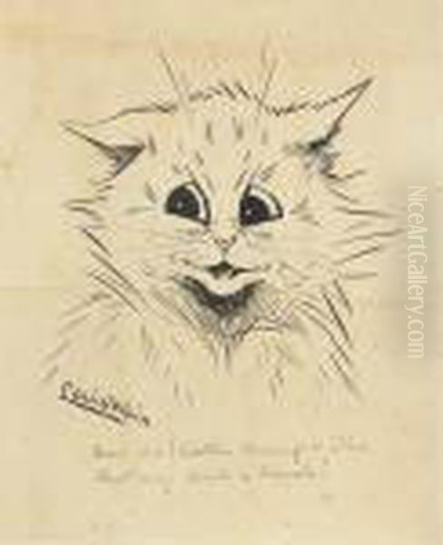 'dear Me! Visitors Coming & I've Lost My Comb &brush!' Oil Painting by Louis William Wain