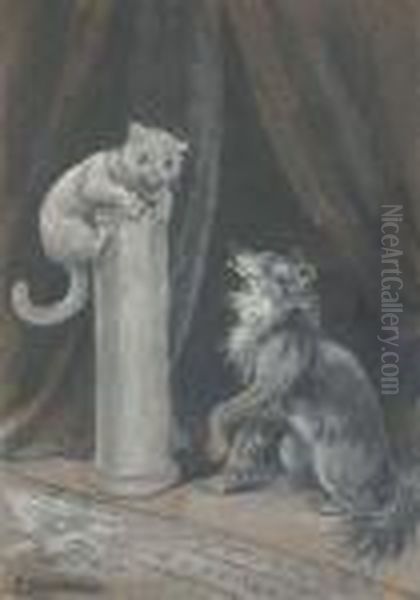 A Balancing Act Oil Painting by Louis William Wain