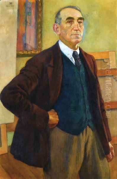 Self Portrait in a Green Waistcoat Oil Painting by Theo van Rysselberghe