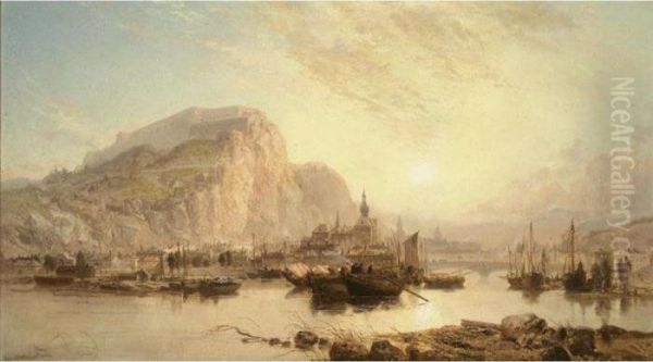 View Of Dinant, Belgium Oil Painting by James Webb