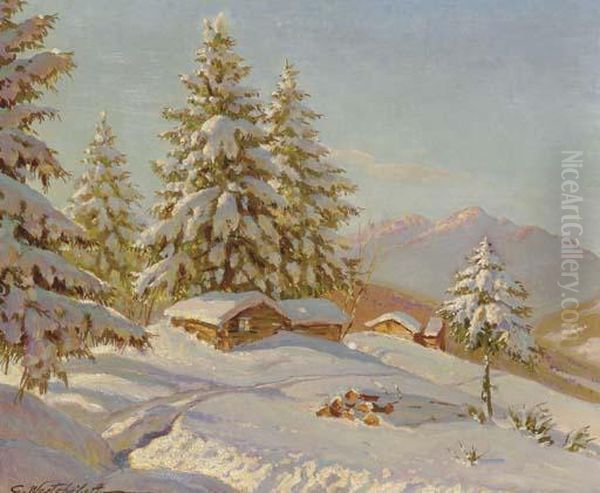 Mountain Winter Oil Painting by Constantin Alexandr. Westchiloff